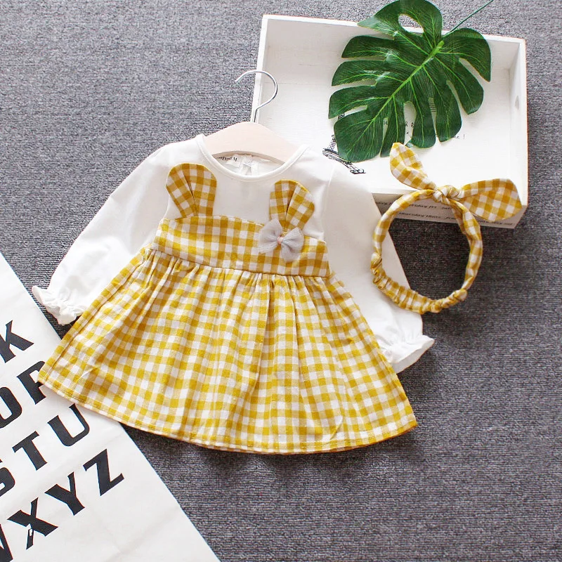Fashion stitching Baby Girl Dress Long sleeve Dresses+Headband for 0-24M Girls Clothes Vestido Infantil Newborn Baby Clothing
Fashion stitching Baby Girl Dress Long sleeve Dresses+Headband for 0-24M Girls Clothes Vestido Infantil Newborn Baby Clothing