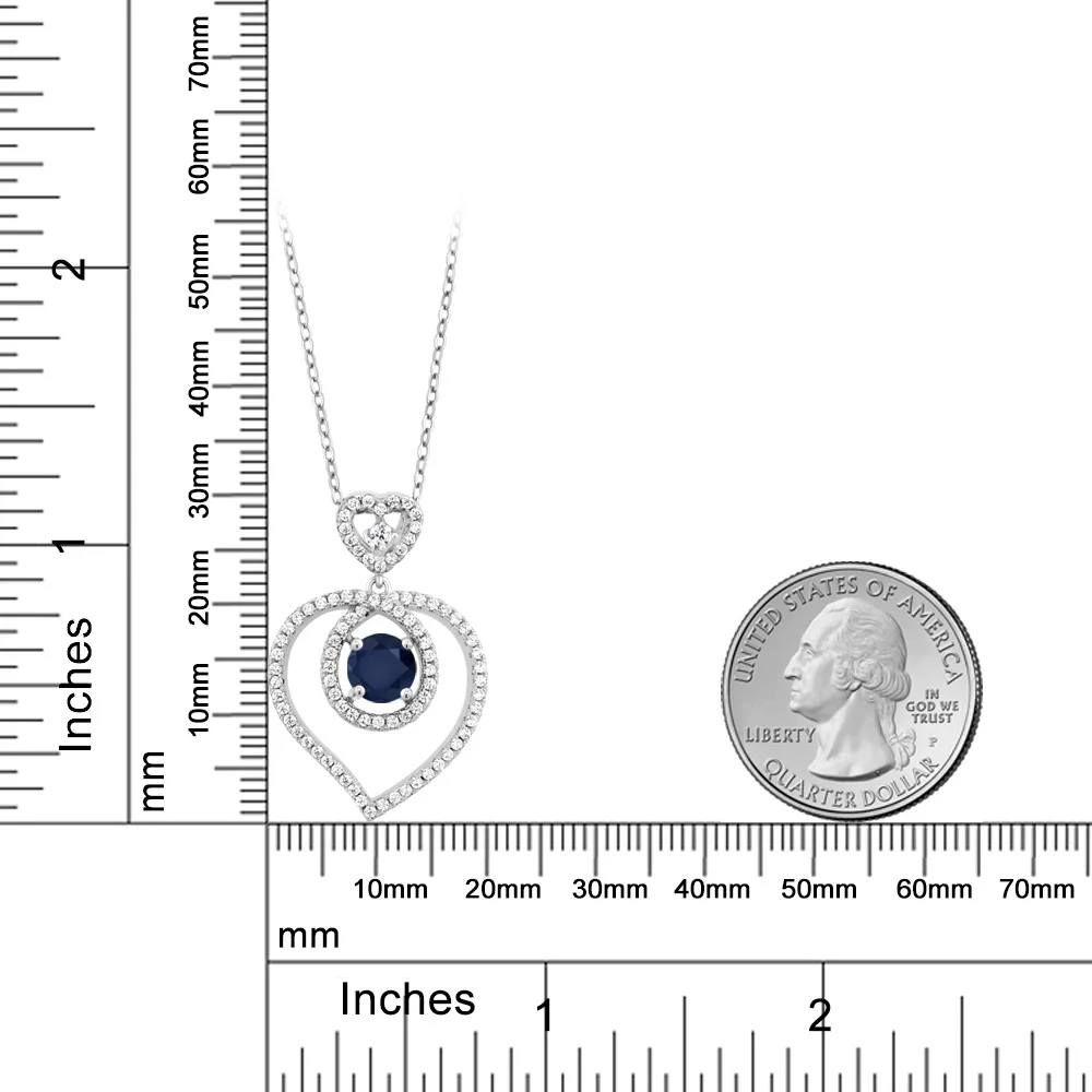 GemStoneKing 2 20 Ct Круглый Синий сапфир 925 Серебряный кулон для женщин | Украшения и