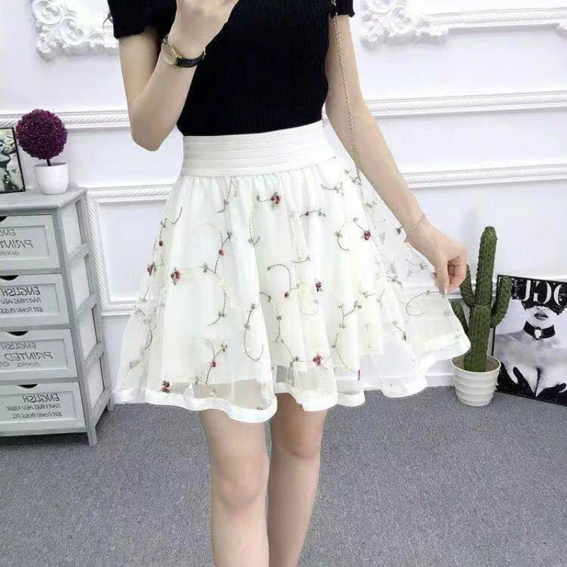 Summer Elastic Waist Lace Pleated Women Skirt Y2k Korean Fashion Black Large Size High-Waisted A-Line Sweet Student Mini Skirts
Summer Elastic Waist Lace Pleated Women Skirt Y2k Korean Fashion Black Large Size High-Waisted A-Line Sweet Student Mini Skirts