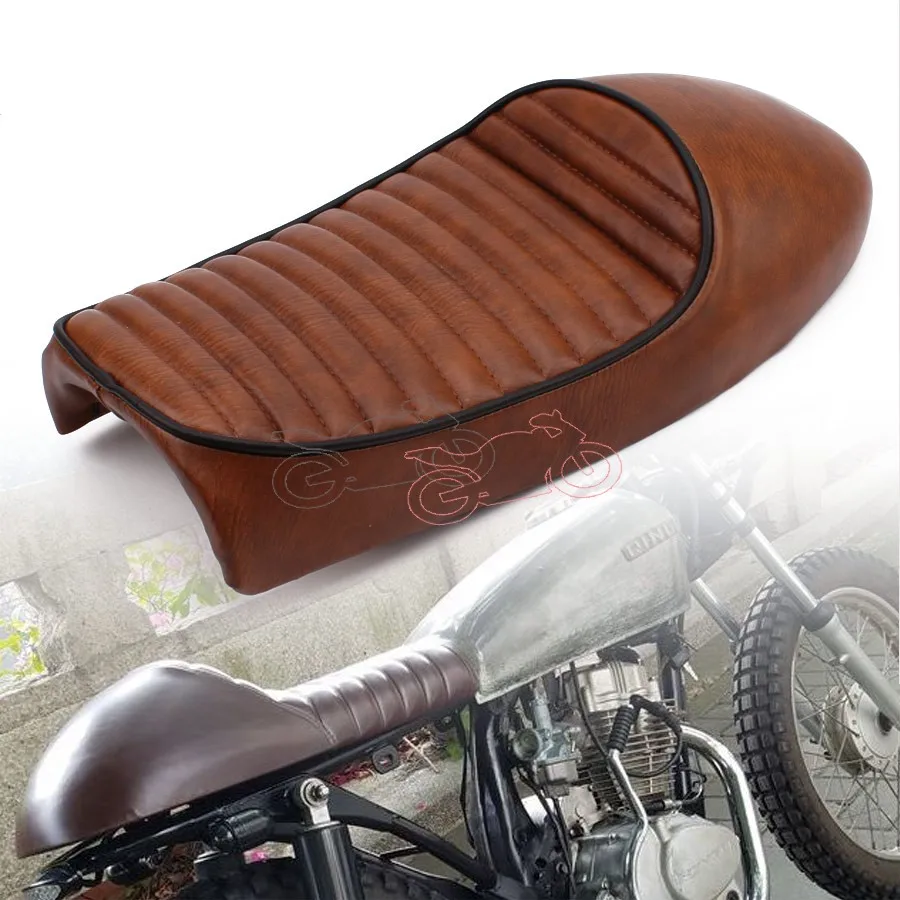 

1pcs Retro Vintage Long Bench Saddle Motorcycle Hump Bronw PU Leather Seat Cushion Cover Universal for Honda Harley Cafe Racer