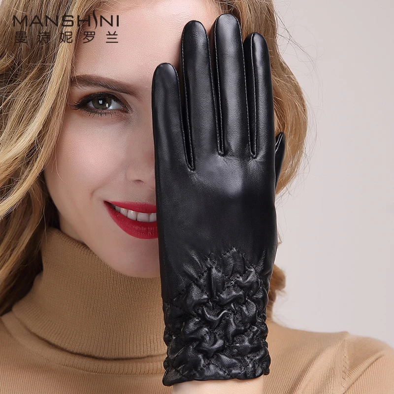 Genuine leather gloves thick brushed sheepskin telefingers gloves winter warm woman riding or drive gloves touch screen gloves
Genuine leather gloves thick brushed sheepskin telefingers gloves winter warm woman riding or drive gloves touch screen gloves