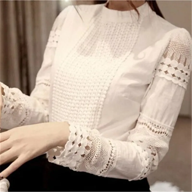 Sweet style 2020 Spring Autumn Fashion Women Blouses Long-sleeve Cutout Lace Shirt Stand Collar White Women Lacing Tops BS082
Sweet style 2020 Spring Autumn Fashion Women Blouses Long-sleeve Cutout Lace Shirt Stand Collar White Women Lacing Tops BS082