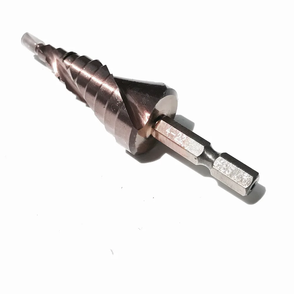 Free shipping 1pc 1/4" hex shank HSS M35 industrial quality 4-22MM Sprial flute Step Drill Bit cone hole cutter for SS steel
Free shipping 1pc 1/4" hex shank HSS M35 industrial quality 4-22MM Sprial flute Step Drill Bit cone hole cutter for SS steel