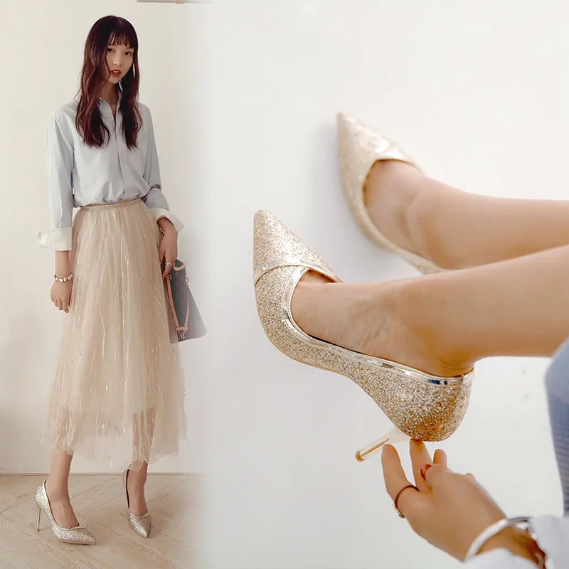 Women Pumps Shoes Pointed Toe Flock Sequin Fashion Spring 7.5CM thin High Heels sexy Office Party Shoes
Women Pumps Shoes Pointed Toe Flock Sequin Fashion Spring 7.5CM thin High Heels sexy Office Party Shoes