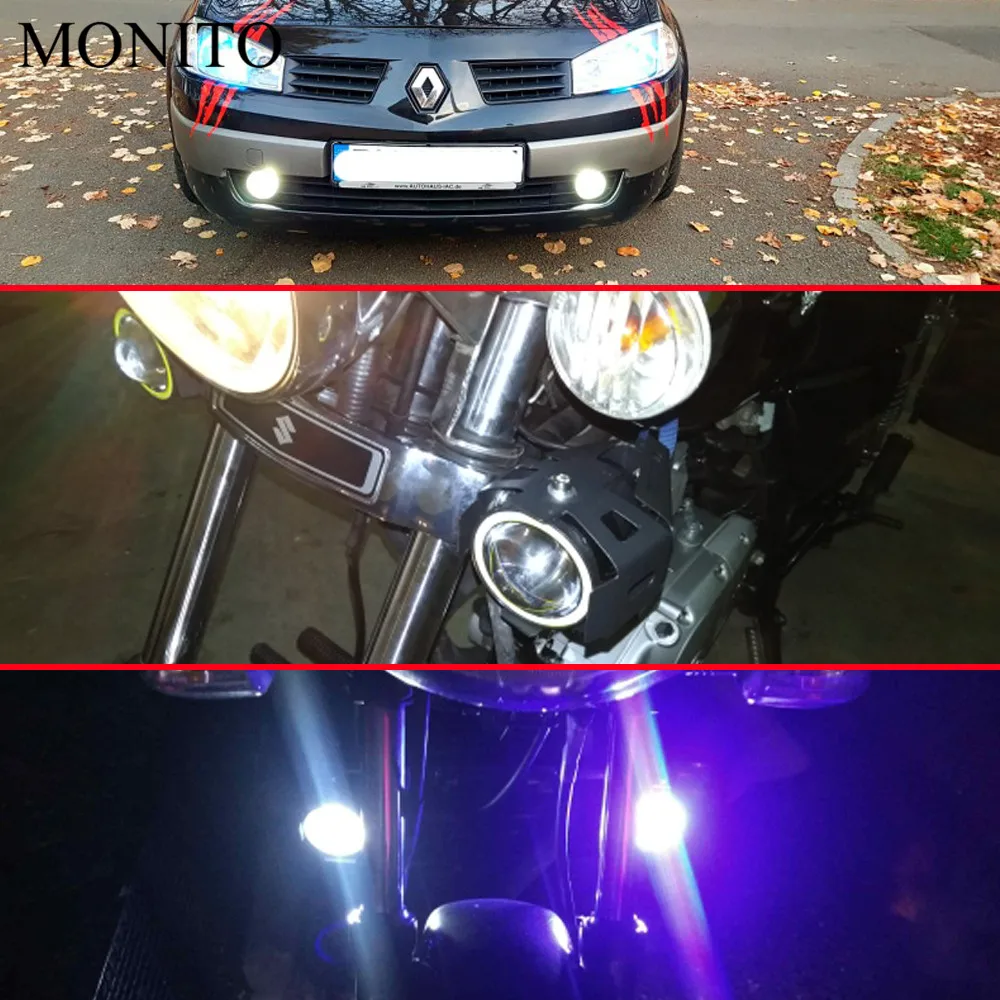 U7 LED Motorcycle Headlight Angel Eyes Driving Head Lamp Fog Light For KAWASAKI NINJA 650R ER6F ER6N ZZR1200 ER5 GPZ500 EX500 |