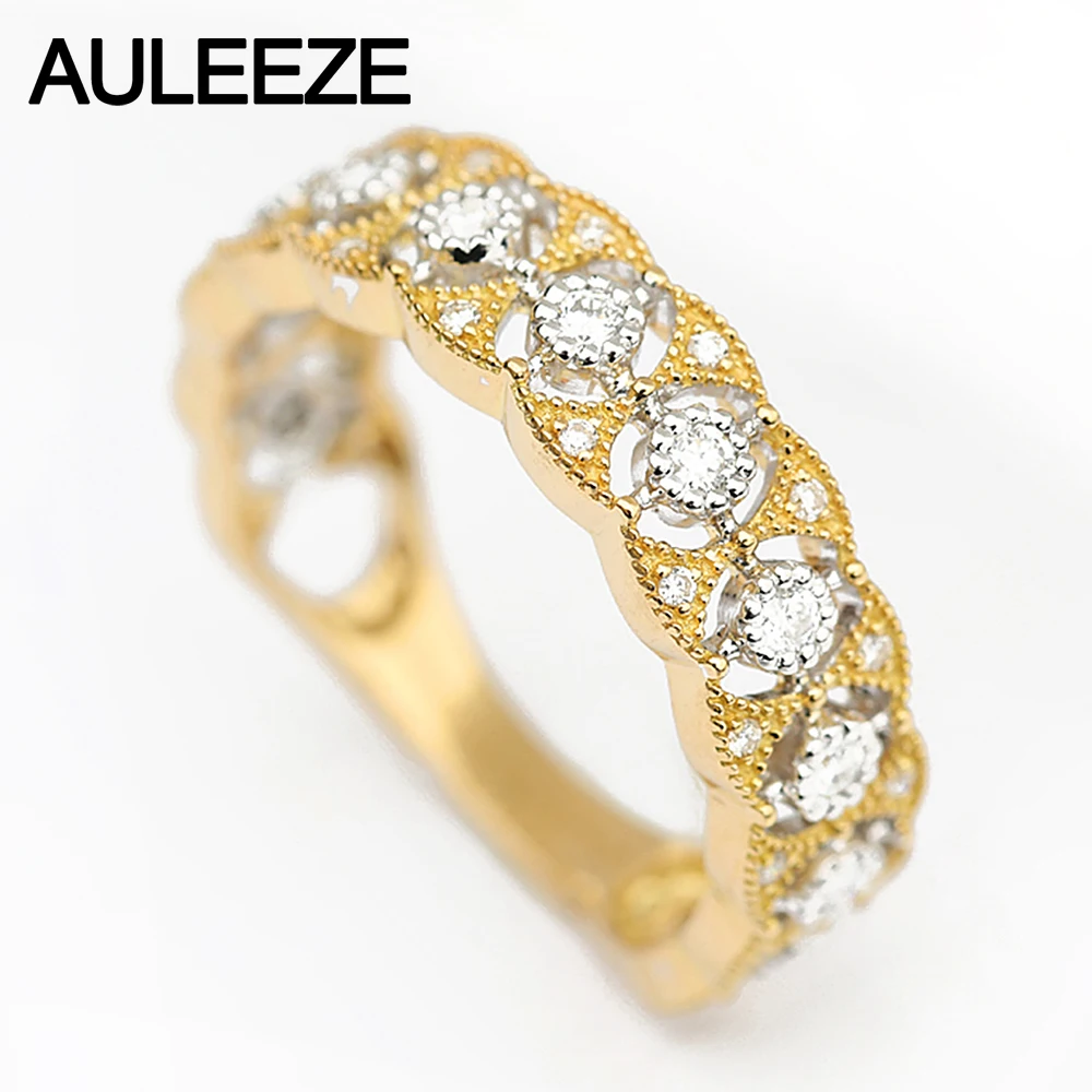 AULEEZE Vintage Lace Design Natural Diamond Wedding Rings For Women 18K Two Tone Gold Anniversary Band Fine Jewelry Party Gift
AULEEZE Vintage Lace Design Natural Diamond Wedding Rings For Women 18K Two Tone Gold Anniversary Band Fine Jewelry Party Gift
