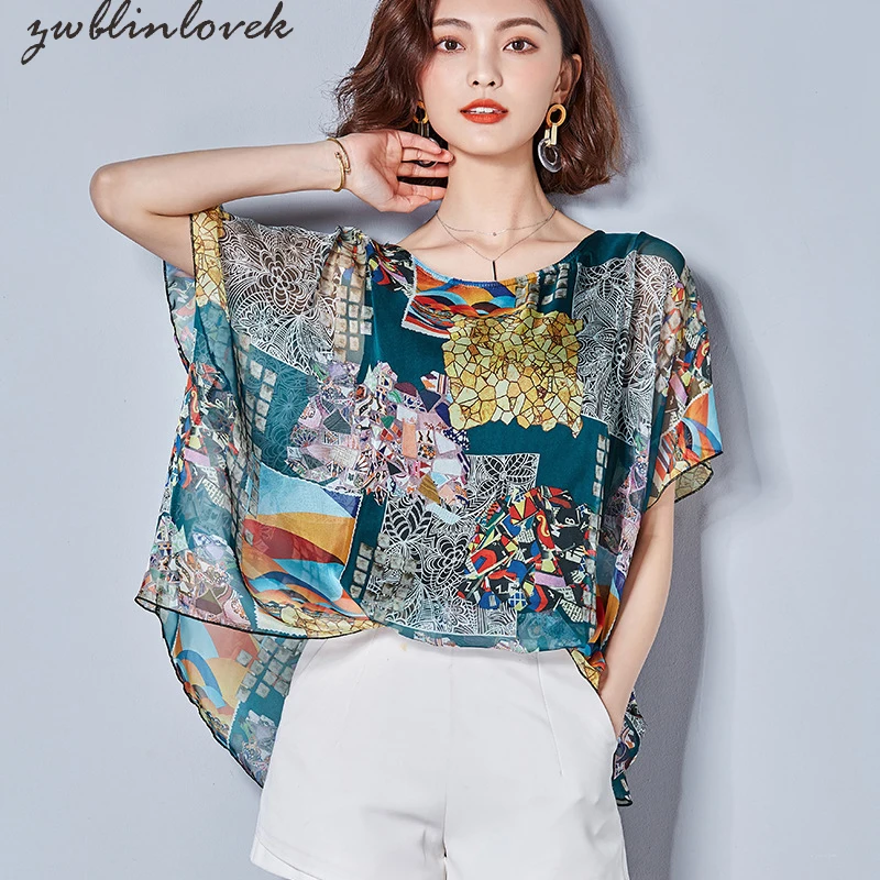 New Loose Women Chiffon Short Batwing Sleeve Blouses Summer Flower Print Sunscreen Beach Shitrs Blusas Streetwear Plus 3X 2C0024
New Loose Women Chiffon Short Batwing Sleeve Blouses Summer Flower Print Sunscreen Beach Shitrs Blusas Streetwear Plus 3X 2C0024