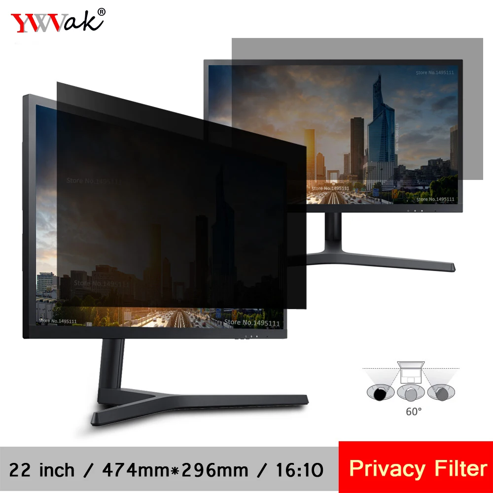 22 inch (474mm*296mm) Privacy Filter LCD Screen Protective film For 16:10 Widescreen Computer Laptop Notebook PC Monitors
22 inch (474mm*296mm) Privacy Filter LCD Screen Protective film For 16:10 Widescreen Computer Laptop Notebook PC Monitors