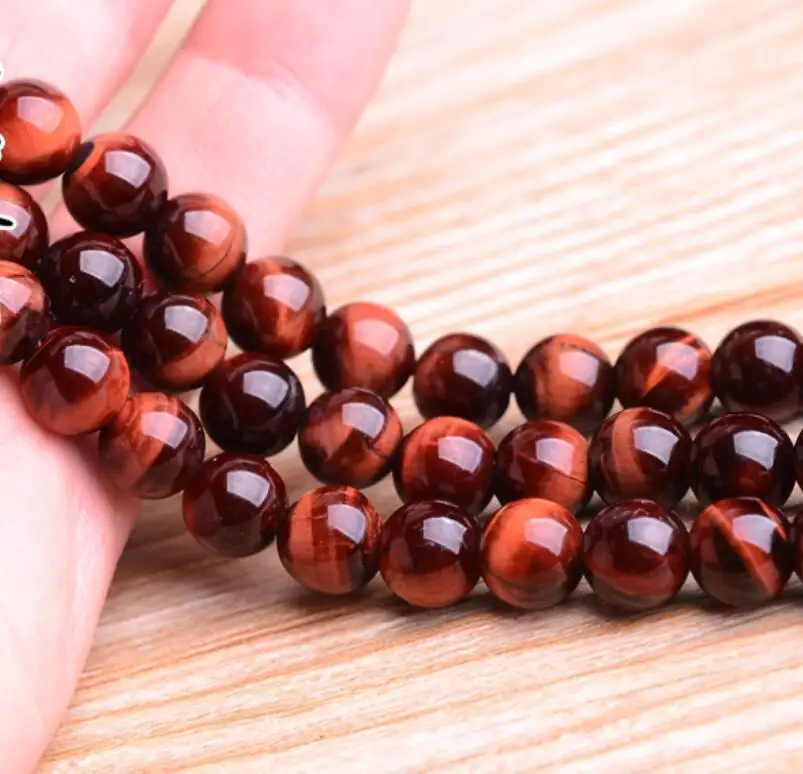 Natural Red Tiger Eye Gemstone Round Loose Spacer Beads Fine Jewelry Tiger's eye Beads