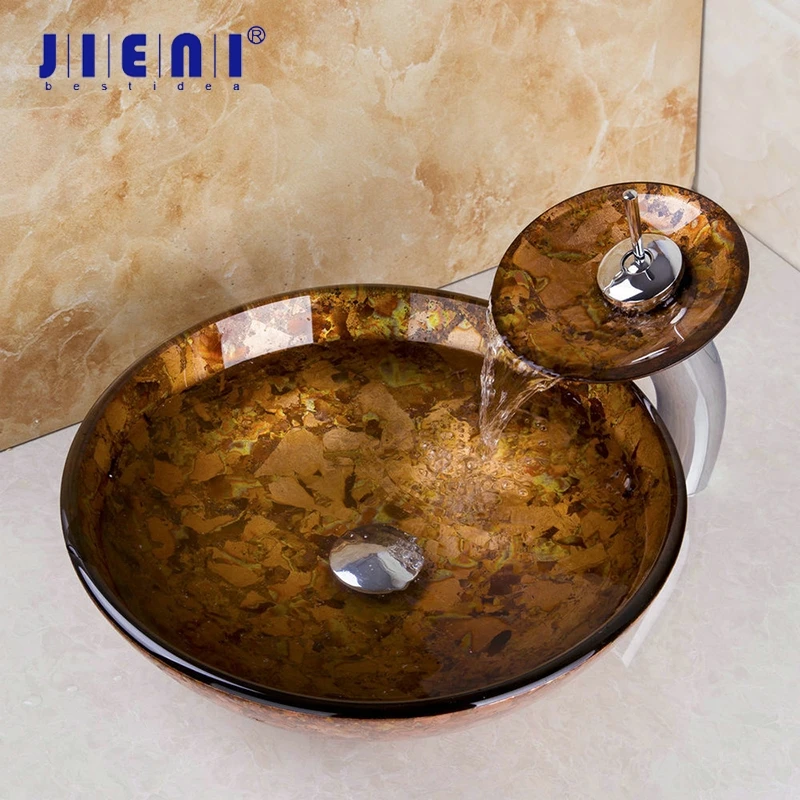 JIENI Art Design Bathroom Wash Basin Faucet Set Hand Painting Victory Tempered Glass Sink Brass Faucet Counter Top Mixer Tap
JIENI Art Design Bathroom Wash Basin Faucet Set Hand Painting Victory Tempered Glass Sink Brass Faucet Counter Top Mixer Tap
