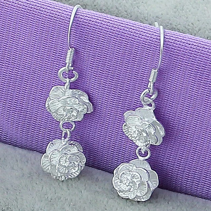 Fashion Elegant Earrings 925 Silver Jewelry Roses Flower Drop Earrings For Women Jewelry Valentine'S Day Gift
Fashion Elegant Earrings 925 Silver Jewelry Roses Flower Drop Earrings For Women Jewelry Valentine'S Day Gift