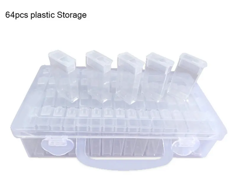 New 64 Slots tool box diamond painting 3D diamond Embroidery diamond transparent plastic storage box, jewelry drill storage box
New 64 Slots tool box diamond painting 3D diamond Embroidery diamond transparent plastic storage box, jewelry drill storage box