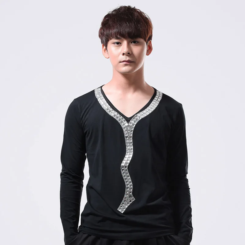 V collar punk slim sexy shirt men long sleeve shirt teenage korean T- shirt mens personality stage singer dance fashion black
V collar punk slim sexy shirt men long sleeve shirt teenage korean T- shirt mens personality stage singer dance fashion black