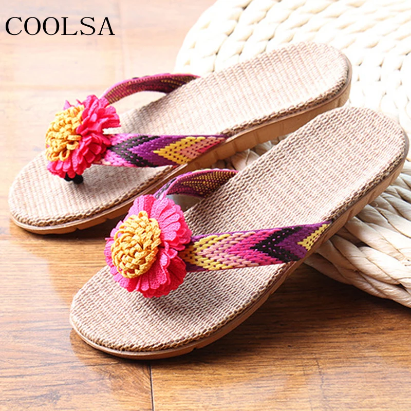 Hot Women's Beach Flip Flops Fashion Flower Linen Slippers Indoor Bathroom Hotel Home Slippers Flat Sandals Women Slides Shoes
Hot Women's Beach Flip Flops Fashion Flower Linen Slippers Indoor Bathroom Hotel Home Slippers Flat Sandals Women Slides Shoes