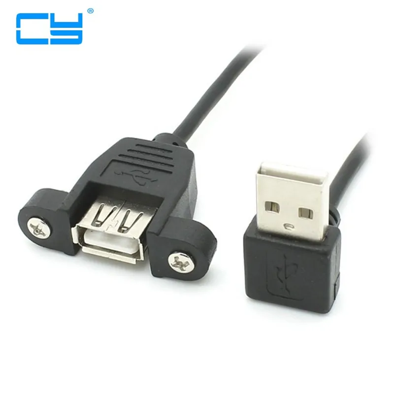 

20 cm Conector de Direcao de 90 Graus Para Baixo Em Angulo USB 2.0 A Macho para Cabo de ExtensAo Femea Com Painel de Montagem Bu