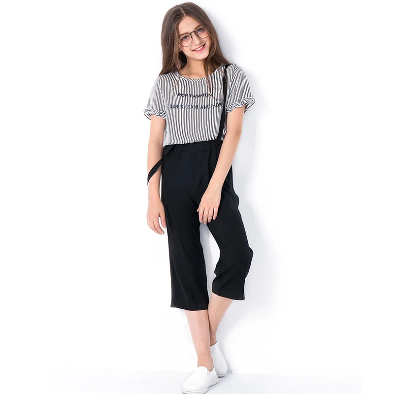 Children's Clothing Suits 2018 Summer Top Pants Clothing Set Stripe T Shirt Bib Pants Two-piece Suit Outfits Clothes for Teenage
Children's Clothing Suits 2018 Summer Top Pants Clothing Set Stripe T Shirt Bib Pants Two-piece Suit Outfits Clothes for Teenage