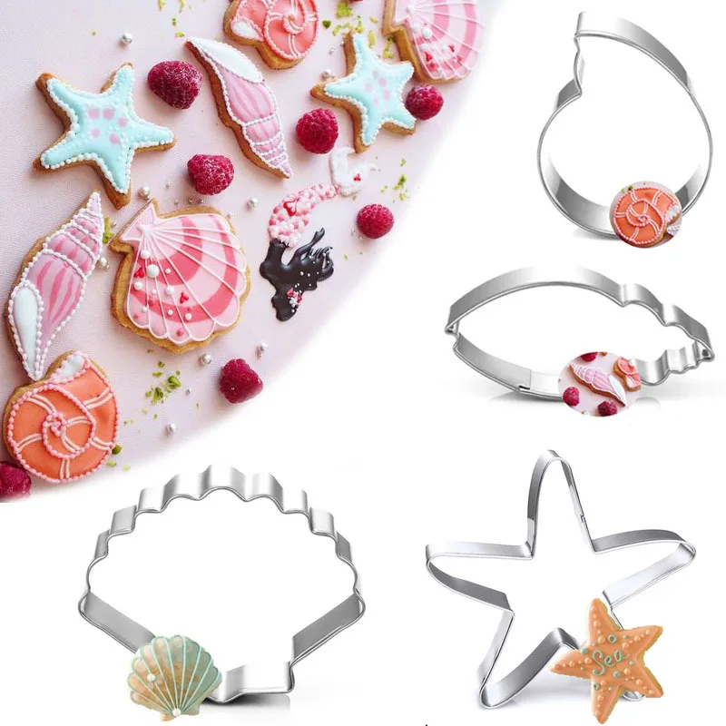 4pcs/lot Shell Conch Starfish Dolphins Shape Stainless Steel Cookie Cutter 3D Biscuit Cake Mold DIY B LB 460
4pcs/lot Shell Conch Starfish Dolphins Shape Stainless Steel Cookie Cutter 3D Biscuit Cake Mold DIY B LB 460