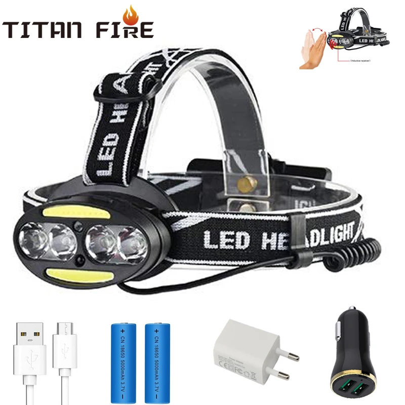 Motion Sensor Headlamp Headlight T6 COB Head Lamp USB Rechargeable Waterproof Infrared Induction Head Flashligh Fishing Camping
Motion Sensor Headlamp Headlight T6 COB Head Lamp USB Rechargeable Waterproof Infrared Induction Head Flashligh Fishing Camping