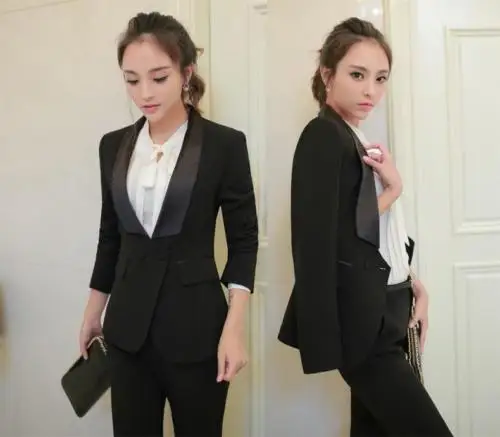 New Black Womens Suits Ladies Pants Suits Office Business Satin Shawl Lapel Tuxedos B252
New Black Womens Suits Ladies Pants Suits Office Business Satin Shawl Lapel Tuxedos B252