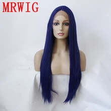 MRWIG настоящие волосы 26in150% плотность длинные прямые темно синие