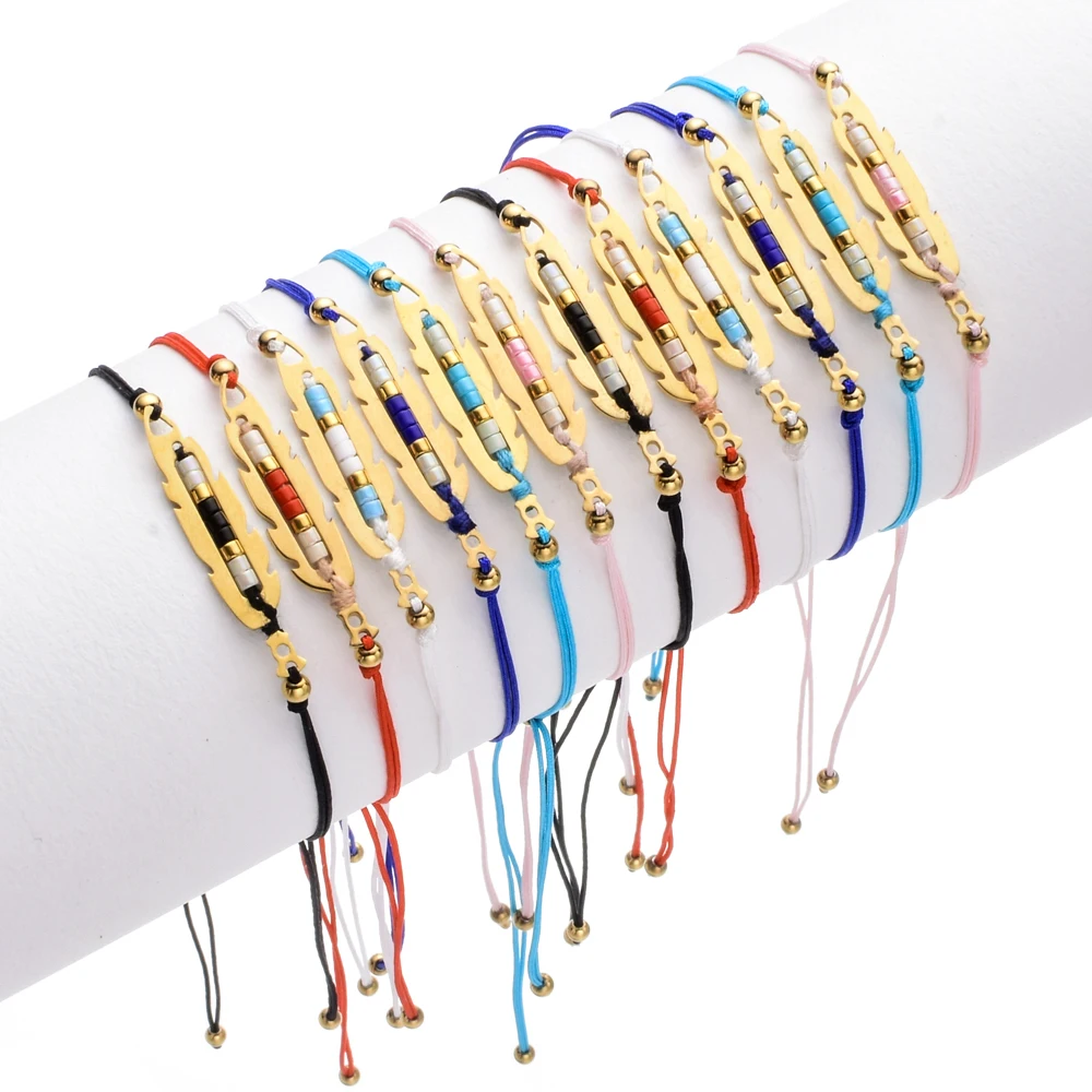 ZMZY Boho Cute Seedbeads Charm Stainless Steel Bracelet For Women Feather Gold Color Pulseira Feminina Engagement Jewelry
ZMZY Boho Cute Seedbeads Charm Stainless Steel Bracelet For Women Feather Gold Color Pulseira Feminina Engagement Jewelry