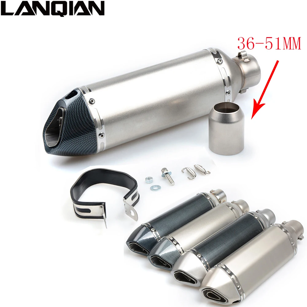38MM - 51MM Universal Motorcycle Dirt Bike Exhaust Escape Modified Scooter Exhaust Muffle Fit for Z750 Z800 ER6N R1 GSXR 600 ATV
38MM - 51MM Universal Motorcycle Dirt Bike Exhaust Escape Modified Scooter Exhaust Muffle Fit for Z750 Z800 ER6N R1 GSXR 600 ATV