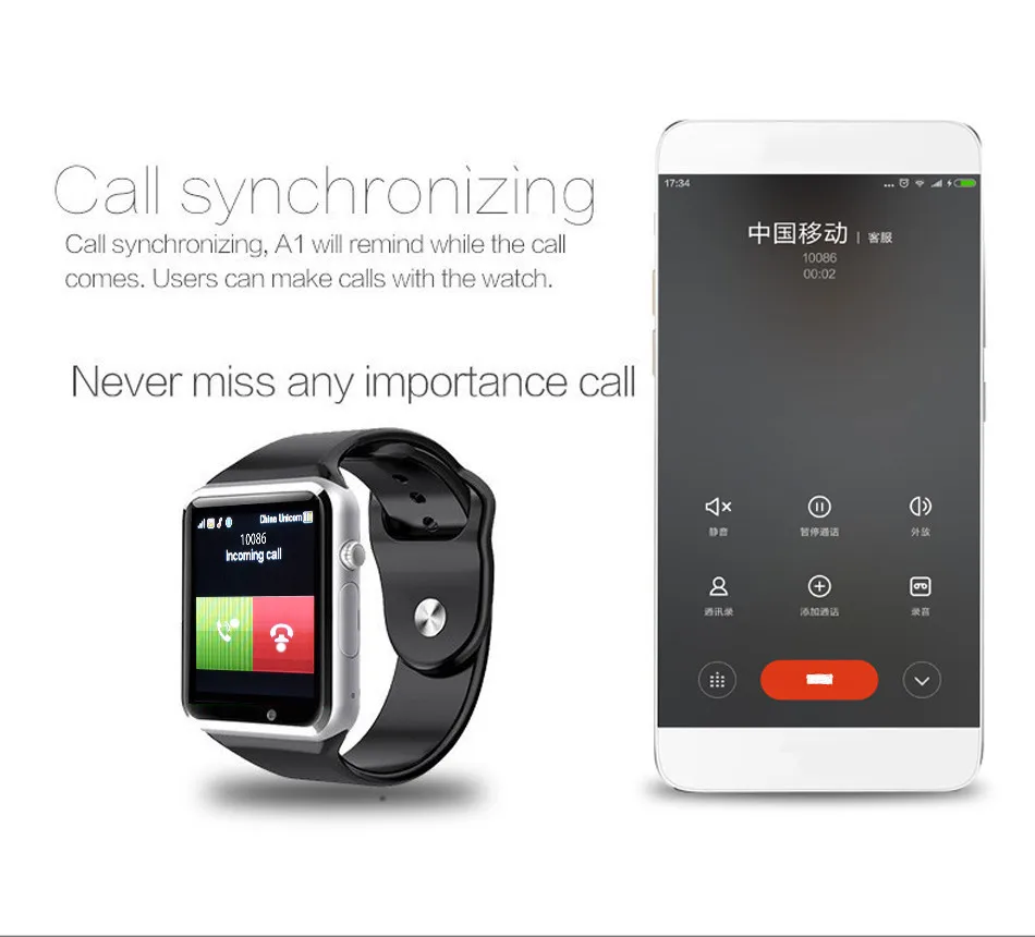 Смарт часы с Сим слот для карт нажмите сообщение Bluetooth Подключение Android телефон