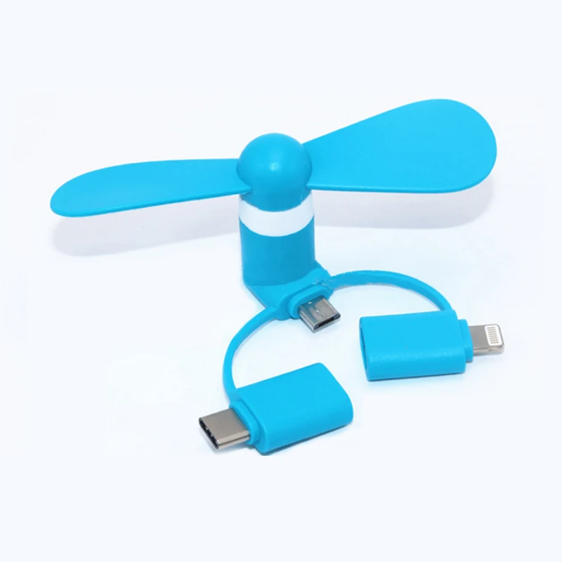 AIFFECT 3 в 1 Мини охлаждающий вентилятор для мобильного телефона микро usb C iPhone 5 6 6S 7