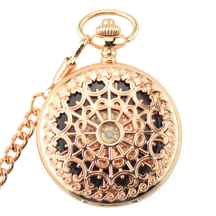 Rose Gold Luxury Skeleton Pocket Watch Mechanical Hand Wind Pocket & Fob Watches Women's Pendant relogio de bolso Spider Web
Rose Gold Luxury Skeleton Pocket Watch Mechanical Hand Wind Pocket & Fob Watches Women's Pendant relogio de bolso Spider Web