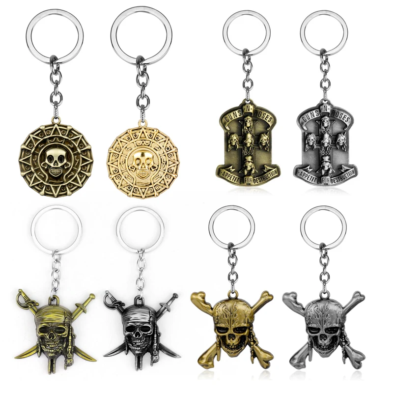 Movie Trinket Keychain Pirates of the Caribbean Skull Skeleton Pendant Key Ring Vintage Metal keyholder Women Men Jewelry
Movie Trinket Keychain Pirates of the Caribbean Skull Skeleton Pendant Key Ring Vintage Metal keyholder Women Men Jewelry