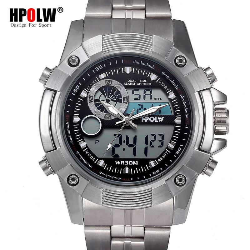 Men Army Military Sport Watch HPOLW Luxury Brand Waterproof Watches Full Steel Quartz Analog Male Clock Relogios Masculinos | Наручные