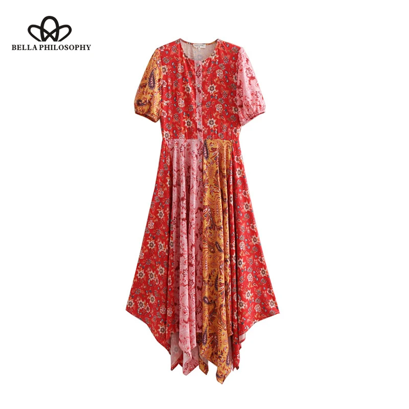 Женское винтажное платье Bella philosophy длинное плиссированное с цветочным принтом и