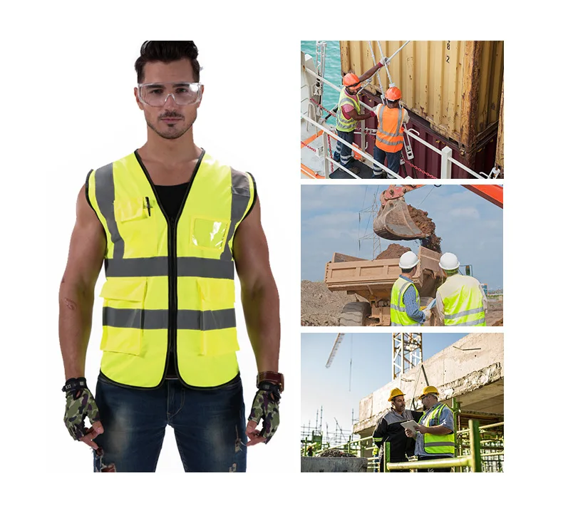 High Visibility Reflective Vest With Strips For Construction Traffic Cycling Working Clothing Safety | Безопасность и защита