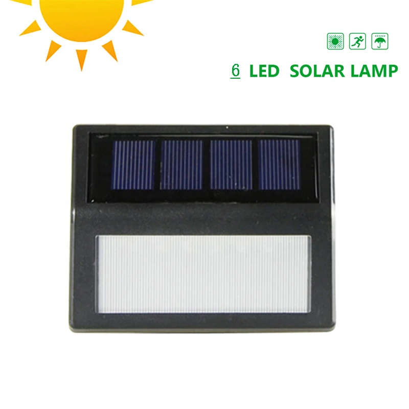 6 светодиодный солнечный Мощность Сенсор настенный светильник на открытом