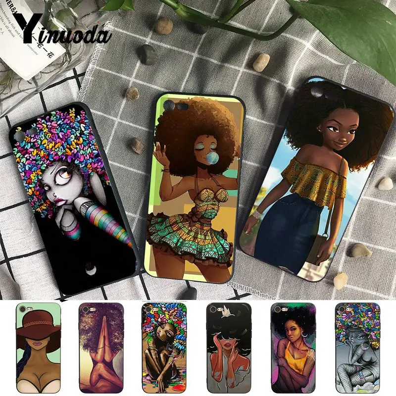 Yinuoda тонкий мягкий силиконовый чехол из ТПУ для девочек афро iPhone 8 7 6 6S Plus 5 SE XR X XS MAX