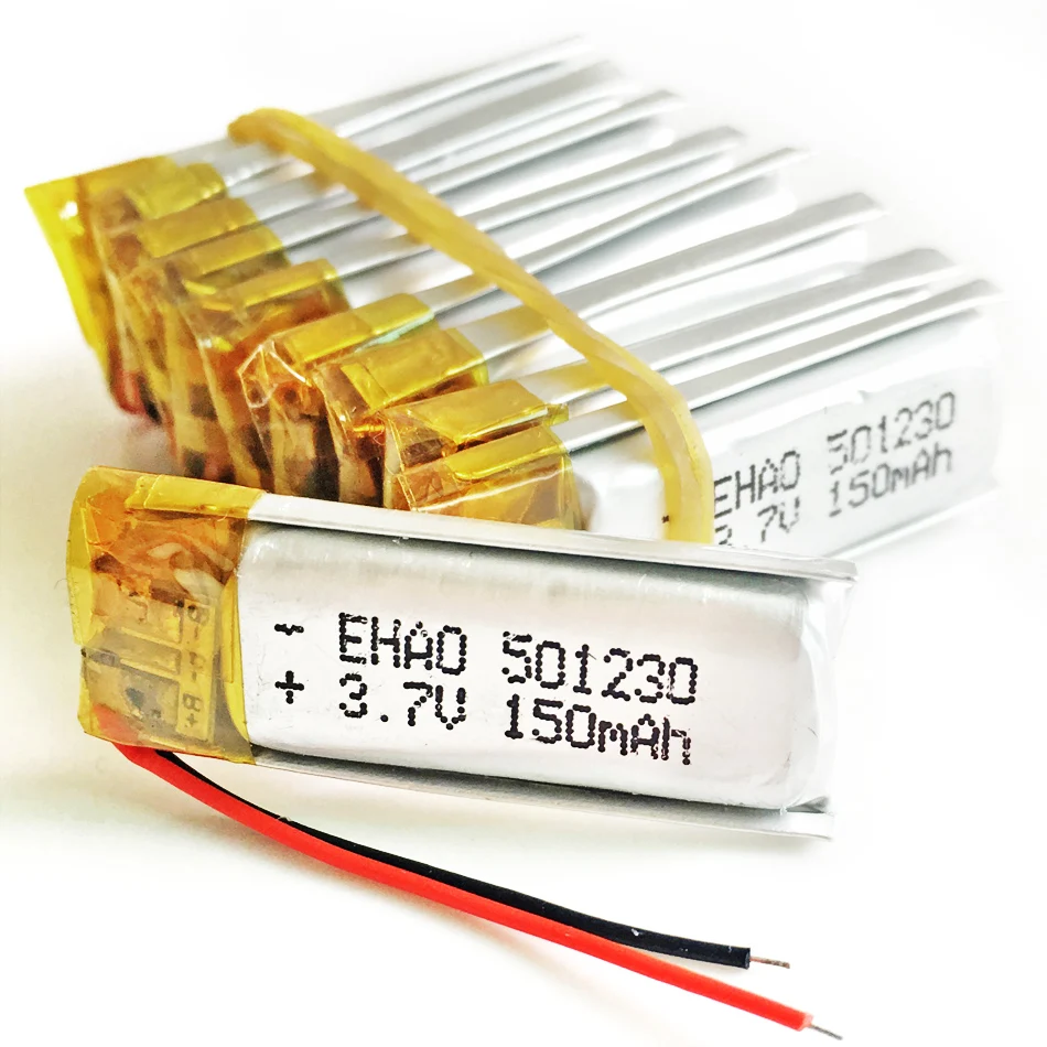 Wholesale 10 PCS 3.7V 150mAh 501230 Lithium Polymer LiPo Rechargeable Battery For Mp3 GPS PSP Bluetooth Headphone Smart Watch
Wholesale 10 PCS 3.7V 150mAh 501230 Lithium Polymer LiPo Rechargeable Battery For Mp3 GPS PSP Bluetooth Headphone Smart Watch