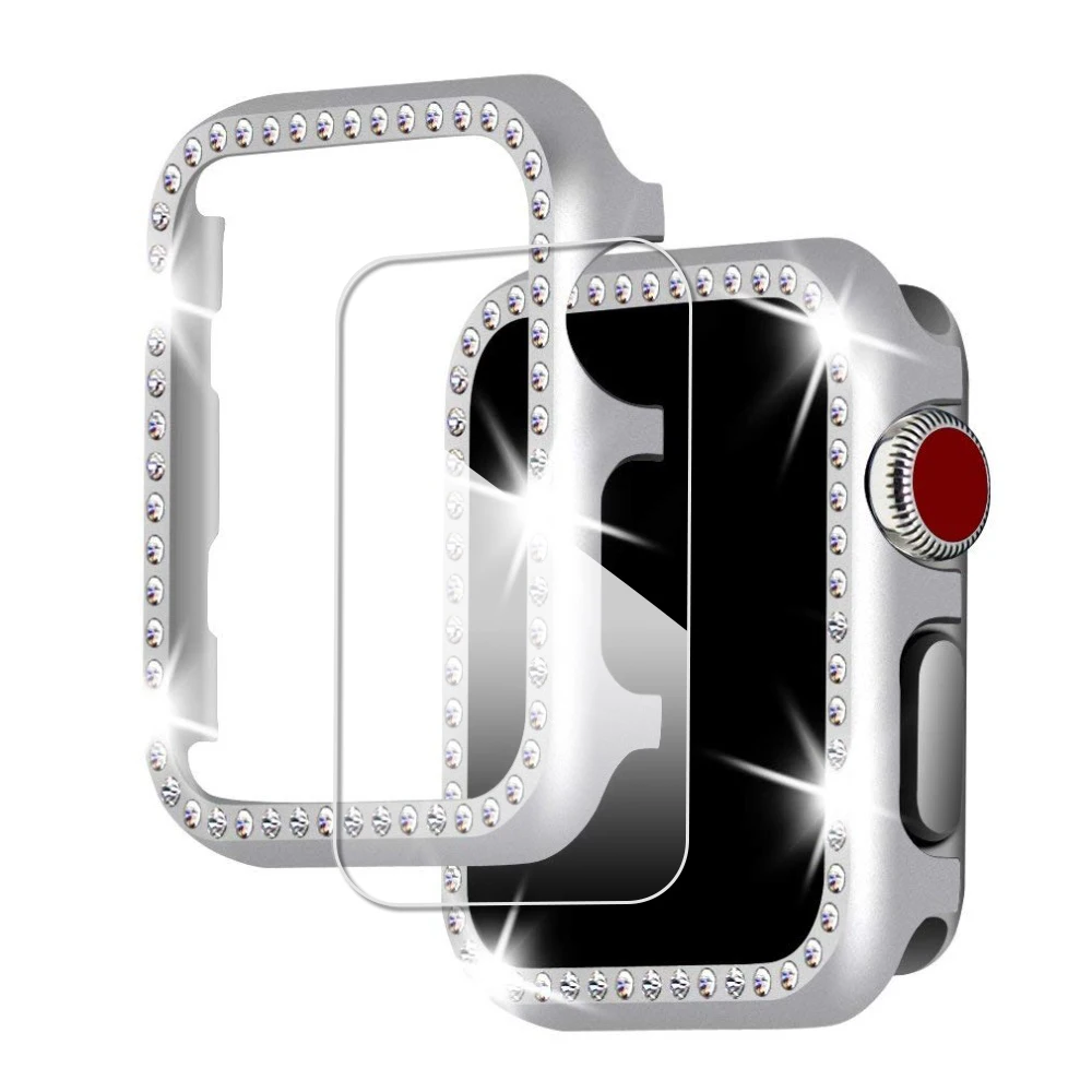 Алмазный чехол и ремешок для apple watch band 44 мм 40 iwatch 42 38 наручных часов с защитой