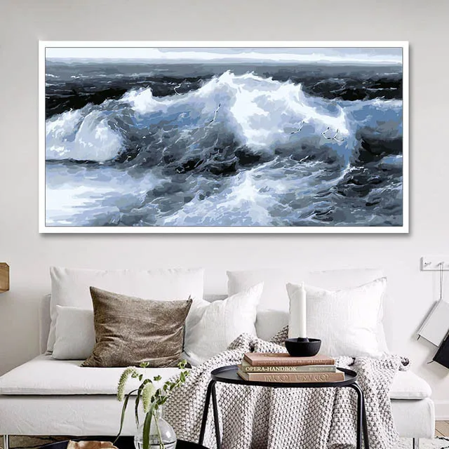DIY Coloring By Numbers Large size Seascape Stormy Waves pictures paintings drawing with kits for wall decor
DIY Coloring By Numbers Large size Seascape Stormy Waves pictures paintings drawing with kits for wall decor