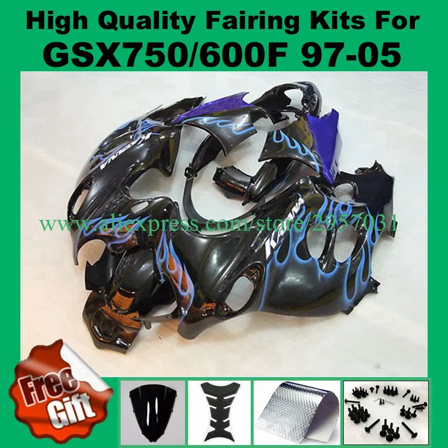 9Gifts fairings for SUZUKI GSX600/750F katana 97 98 99 00 01 02 03 04 05 GSX 600F 750F 1997-2005 fairing kit black blue flame 
9Gifts fairings for SUZUKI GSX600/750F katana 97 98 99 00 01 02 03 04 05 GSX 600F 750F 1997-2005 fairing kit black blue flame