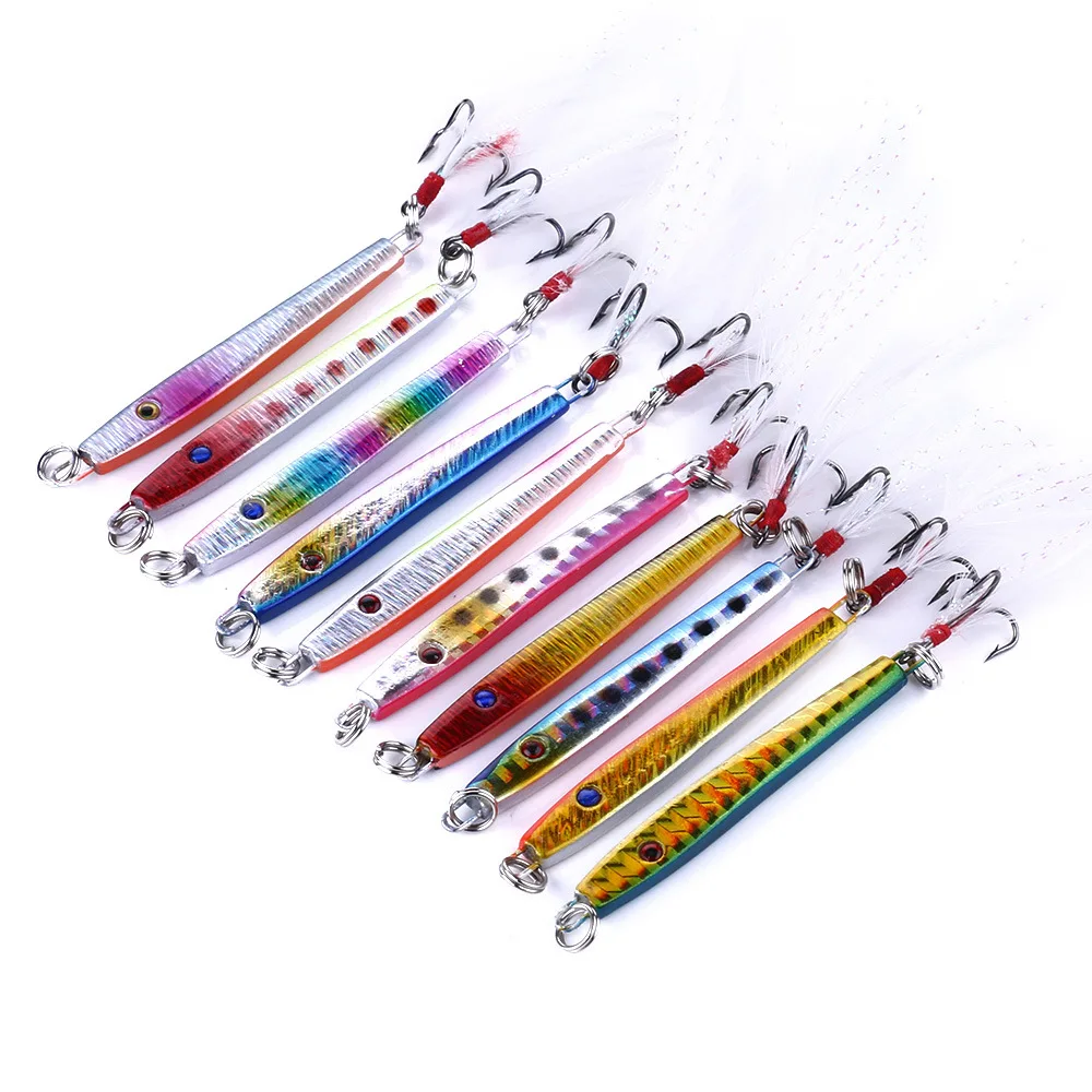 10PCS 5.7cm 10.5g NEW Lead Fishing Lures Artificial Metal Hard Bait Feather Hooks Spoon lure Deep Water Fishing Tackle
10PCS 5.7cm 10.5g NEW Lead Fishing Lures Artificial Metal Hard Bait Feather Hooks Spoon lure Deep Water Fishing Tackle