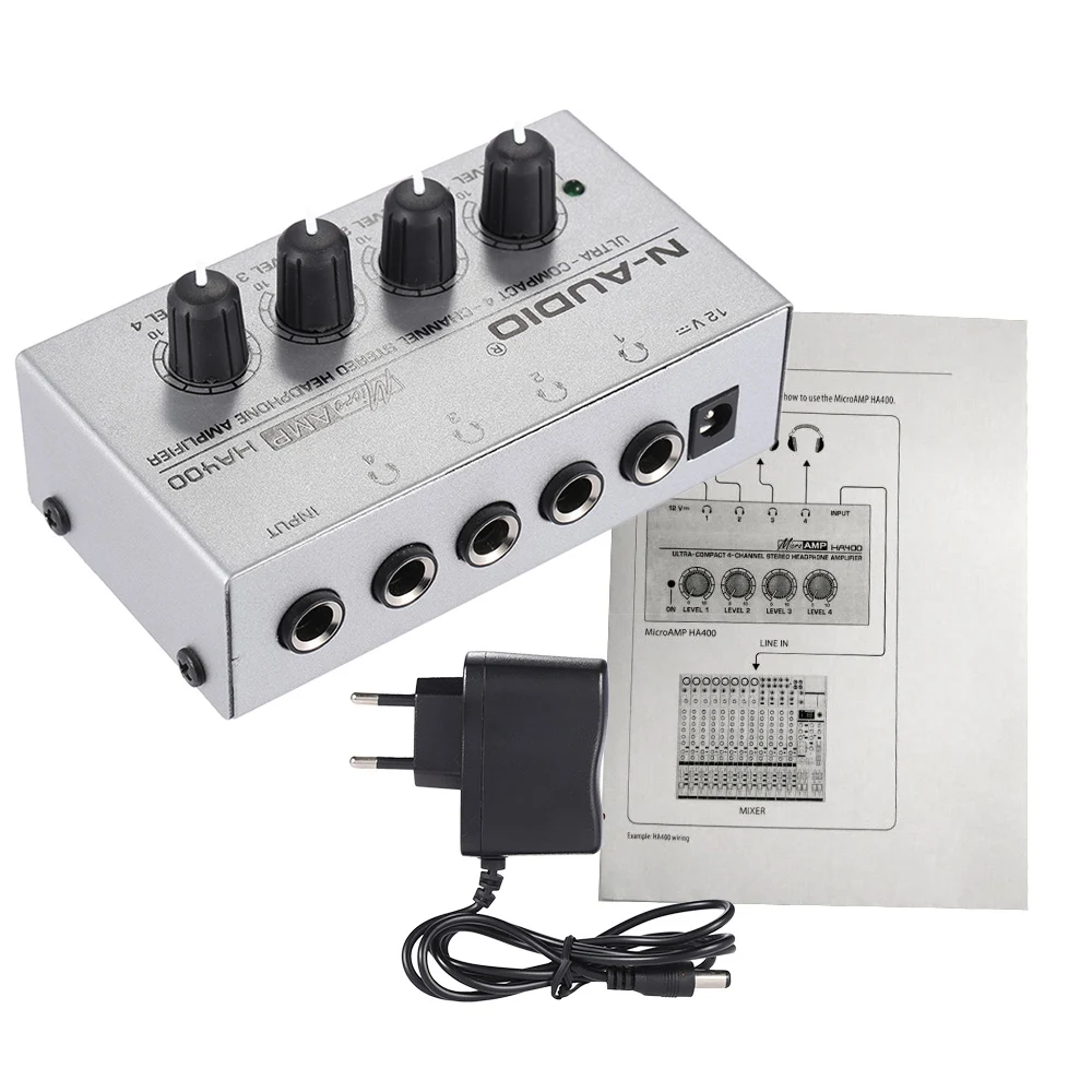 HA400 Ultra-compact 4 Channels Mini Audio Stereo Headphone Amplifier with Power Adapter
HA400 Ultra-compact 4 Channels Mini Audio Stereo Headphone Amplifier with Power Adapter