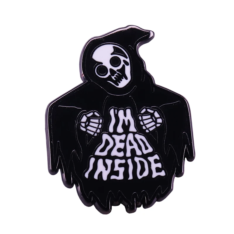 Grim Reaper pin I'm dead inside Забавный значок для умственного здоровья Готическая тревога