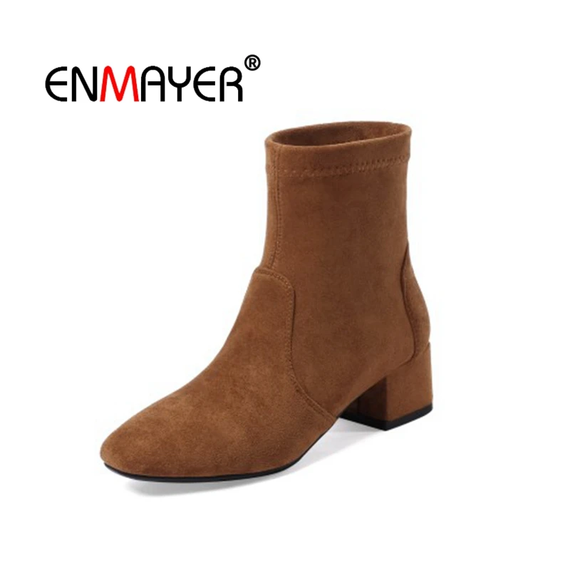 ENMAYER Women Ankle boots New Fashion women square toe slip-on lady square heel botas mujer size 34-40 Winter Med heels CR1698
ENMAYER Women Ankle boots New Fashion women square toe slip-on lady square heel botas mujer size 34-40 Winter Med heels CR1698