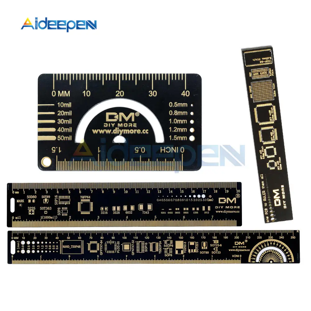 4cm 15cm 20cm 25cm Multifunctional PCB Ruler Measuring Tool Resistor Capacitor Chip IC SMD Diode Transistor Package 180 Degrees
4cm 15cm 20cm 25cm Multifunctional PCB Ruler Measuring Tool Resistor Capacitor Chip IC SMD Diode Transistor Package 180 Degrees