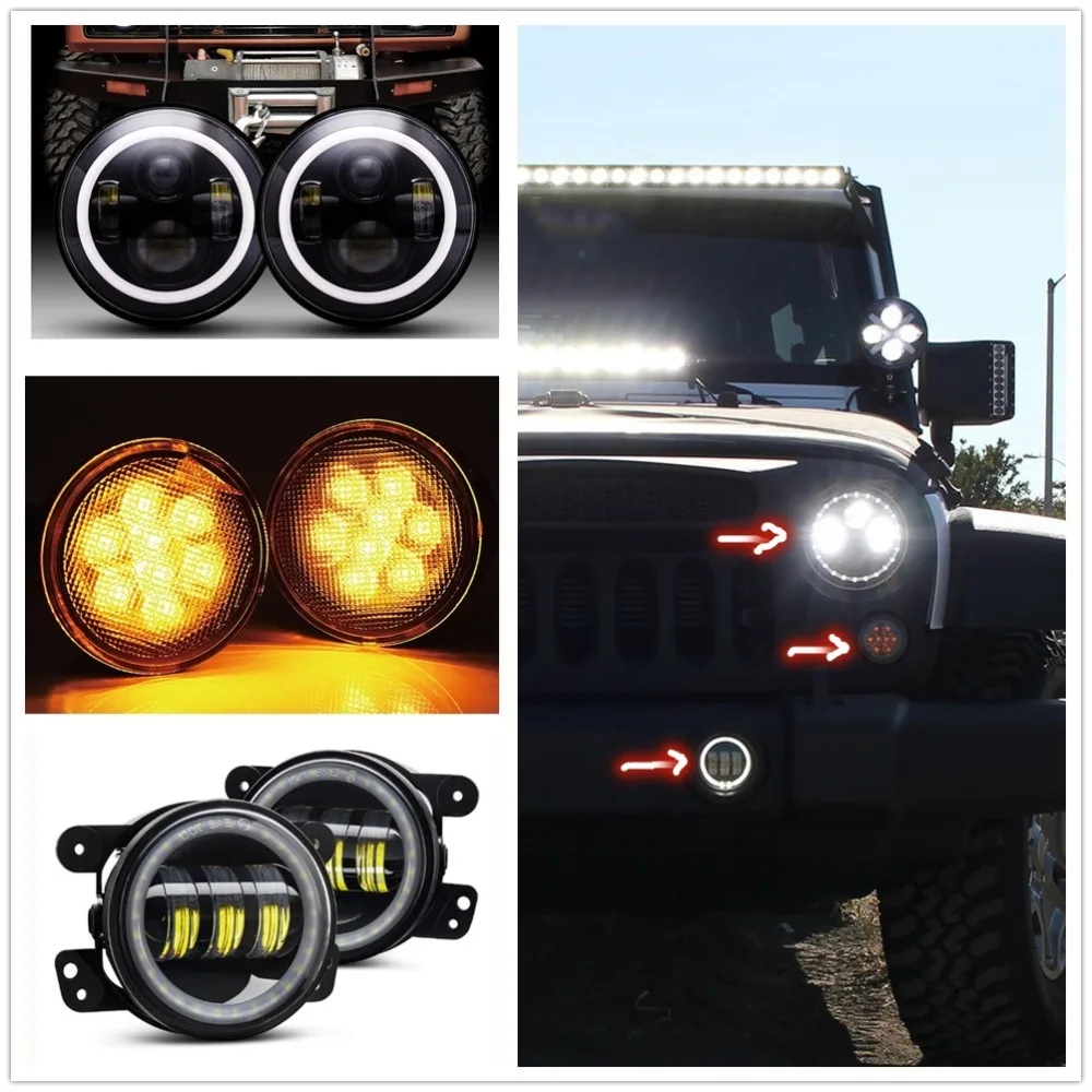 Точка Halo Wrangler 7 "светодиодный головной светильник + 4" светодиодный туман светильник s + желтый сигнал поворота светильник в сборе для Jeep Wrangler 2007-2018 JK JKU
Точка Halo Wrangler 7 "светодиодный головной светильник + 4" светодиодный туман светильник s + желтый сигнал поворота светильник в сборе для Jeep Wrangler 2007-2018 JK JKU