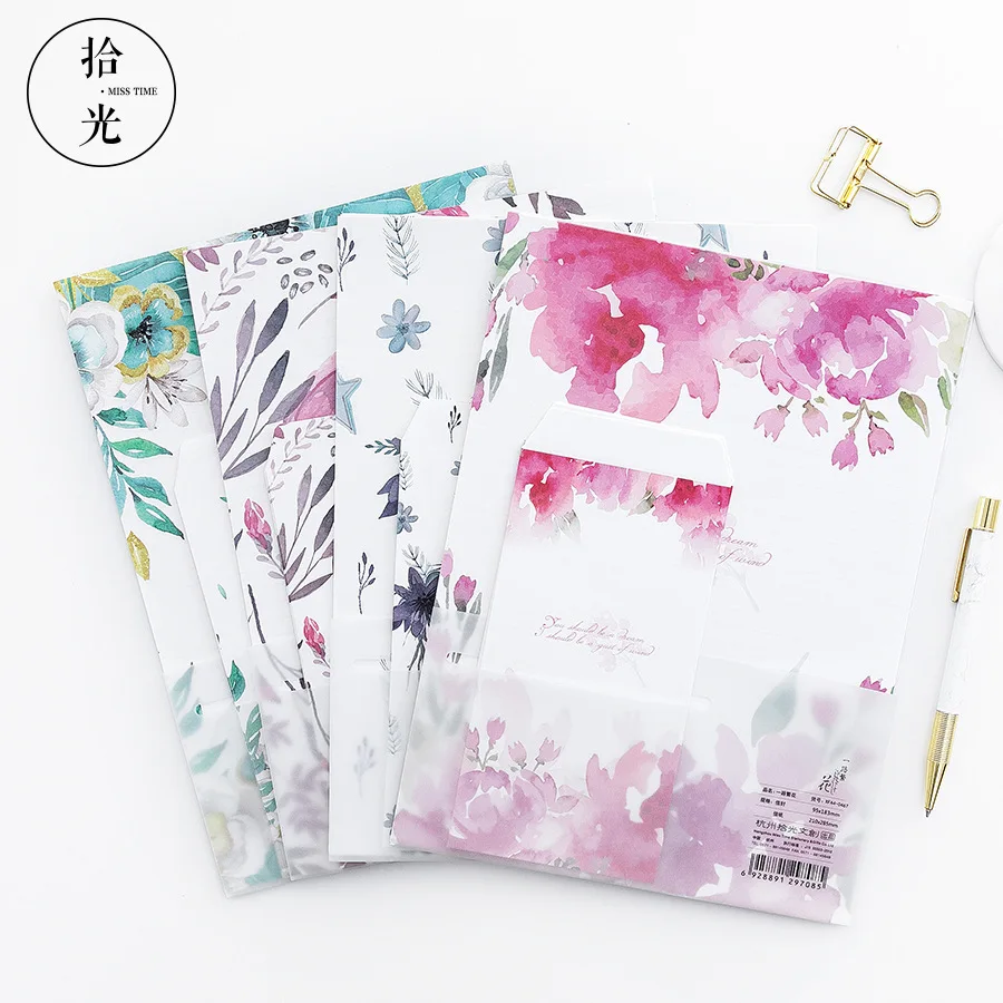 9Pcs/Set 3 Envelopes + 6 Writting Paper Creative Various Flowers Series Envelope For Gift Korean Stationery
9Pcs/Set 3 Envelopes + 6 Writting Paper Creative Various Flowers Series Envelope For Gift Korean Stationery