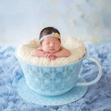 Dots Tea Cup Newborn Photography Props Baby Fotoshooting Bowl Newborn Posing Bucket Baby Photography Accessories Shooting Sitter