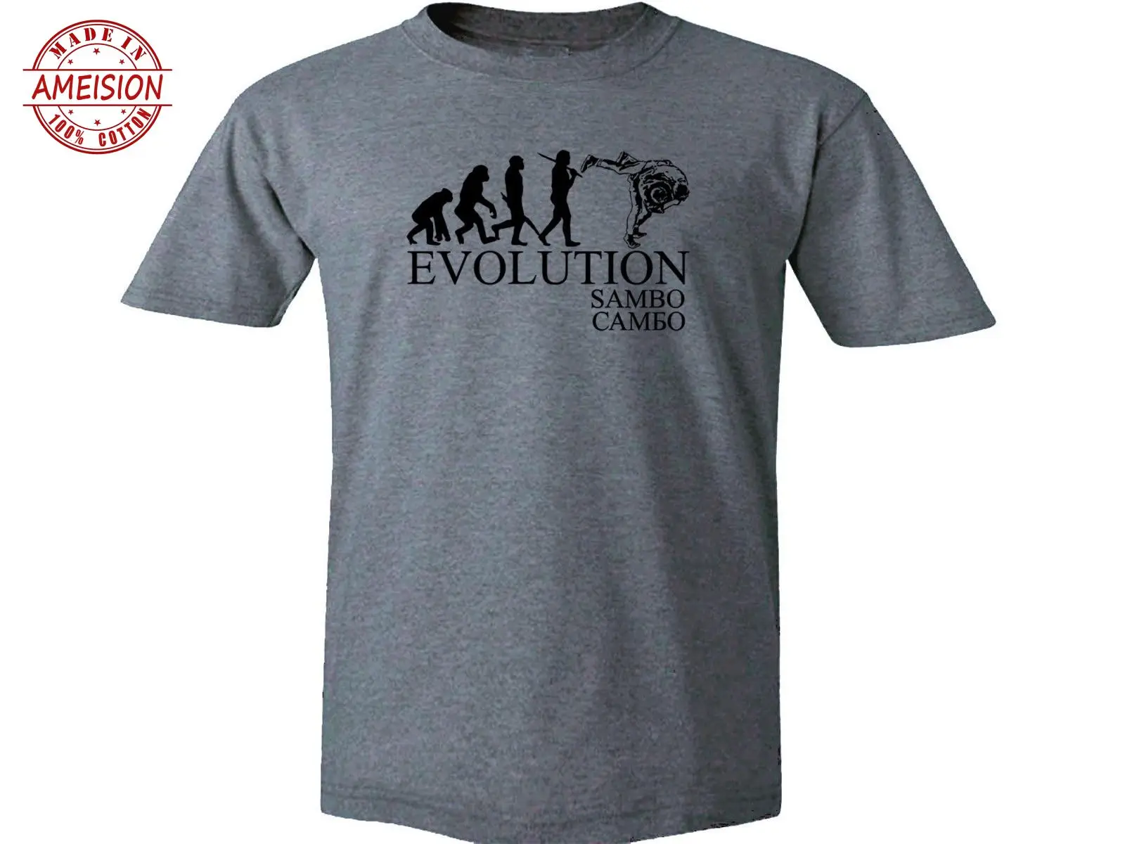 Новая летняя Горячая Распродажа Мужская мода 2019 Sambo evolution русская 100% хлопок серый