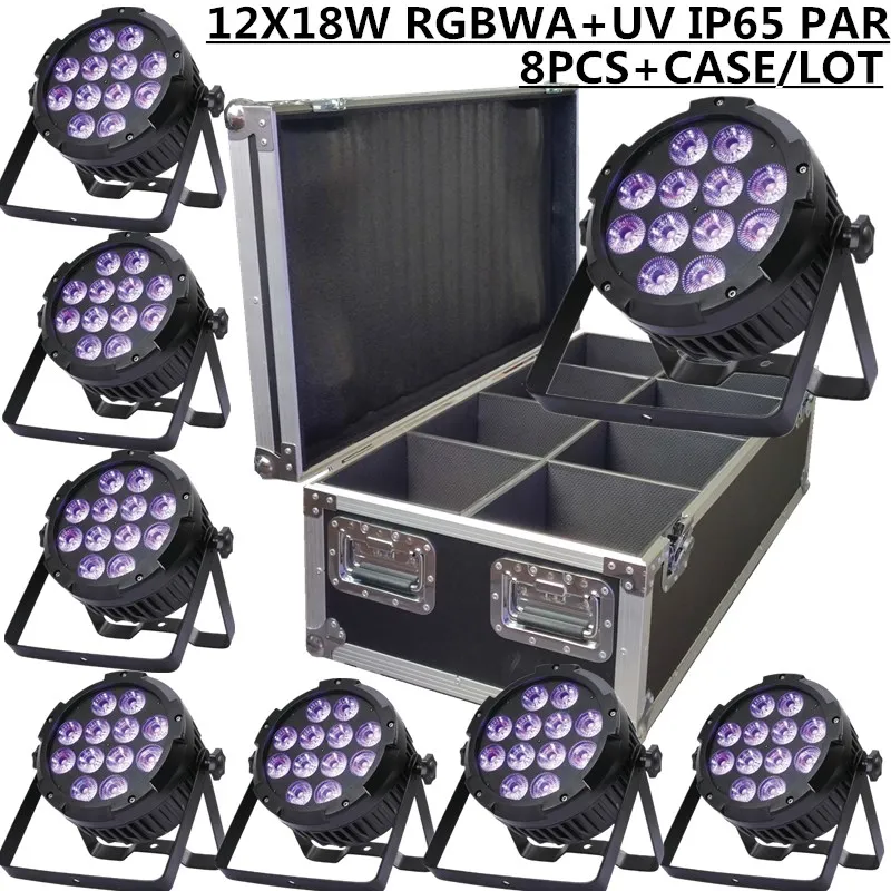 8 шт./12x18 Вт RGBWA + УФ водонепроницаемый Светодиодный прожектор чехол для