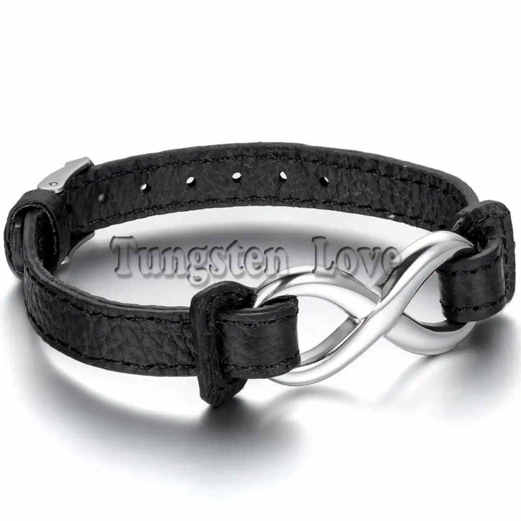 BONISKISS New Fashion Black Leather Bracelet Stainless Steel Charm Infinity Bracelet For Men Women Buckle 23cm Length Adjustable
BONISKISS New Fashion Black Leather Bracelet Stainless Steel Charm Infinity Bracelet For Men Women Buckle 23cm Length Adjustable